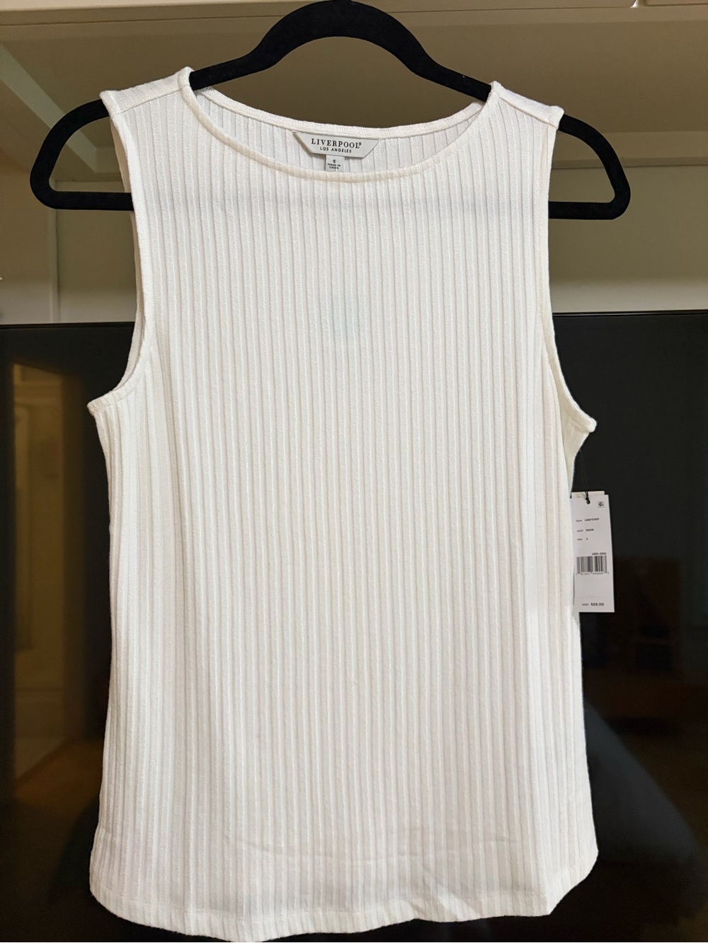 Liverpool Los Angeles Ribbed Knit Top – Snow White – Size Small – NWT